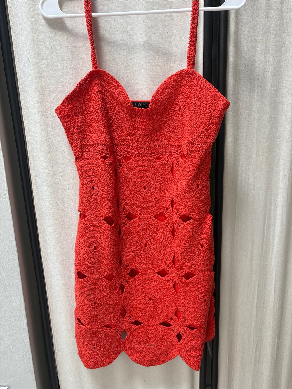 Nordstrom Red Crochet Spaghetti-Strap Mini Dress